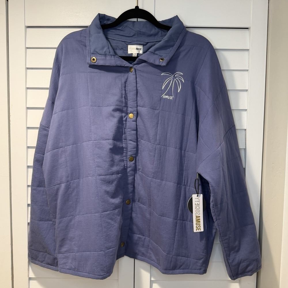 Amuse Society The Sea Breeze Quilted Snap Jacket L/XL New
